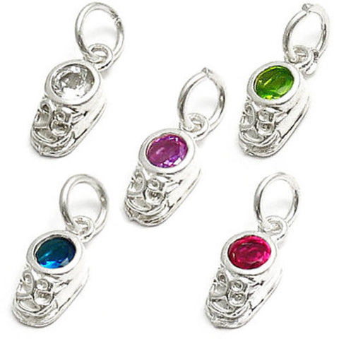 Beautiful and colorful birthstone charms of a baby's boot. Wholesale Sterling Silver Charms. Main Photo.