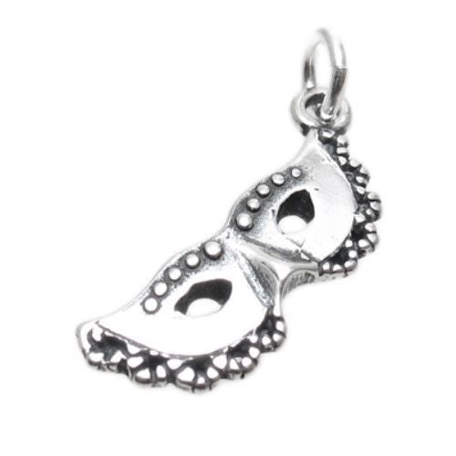 Ornate Masquerade Mask Charm. Sterling Silver