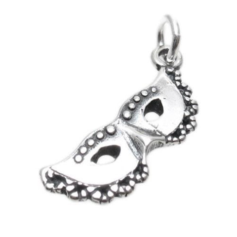 Ornate Masquerade Mask Charm. Sterling Silver