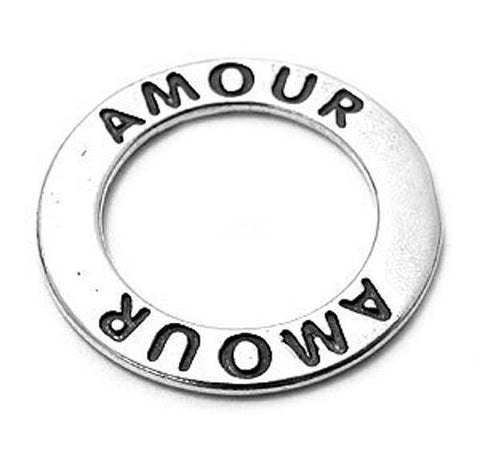 " Amour " Ring Charm in Sterling Silver