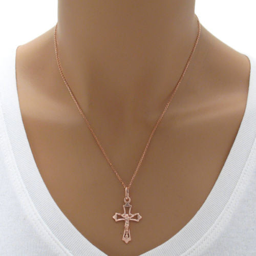 Rose Gold over Sterling Silver Modern Crucifix Charm