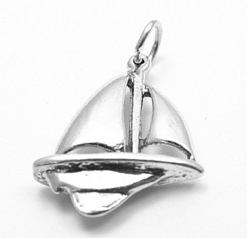 Single Mast Sailboat Charm in Sterling Silver