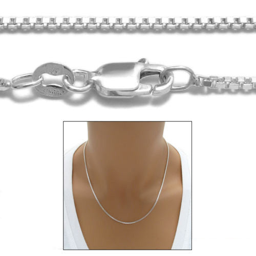 Sterling Silver Box Chain Necklace 1.5mm (Gauge 028). Available in 5 Lengths.