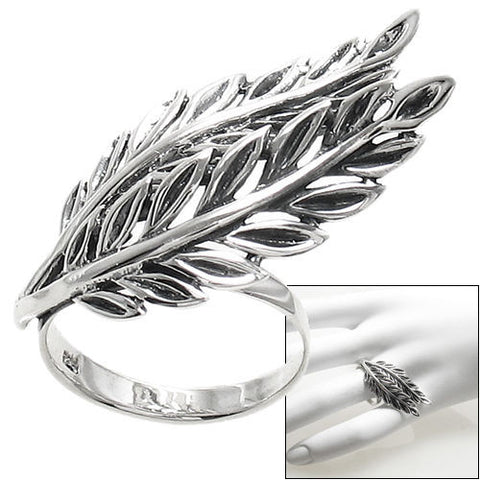 Modern laurel leaves symbolizing victory. Wholesale Sterling Silver Rings. Combo photo.