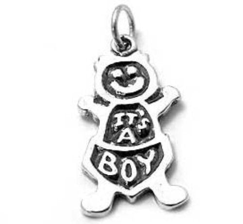 "It's a Boy" in Diaper Charm. Sterling Silver