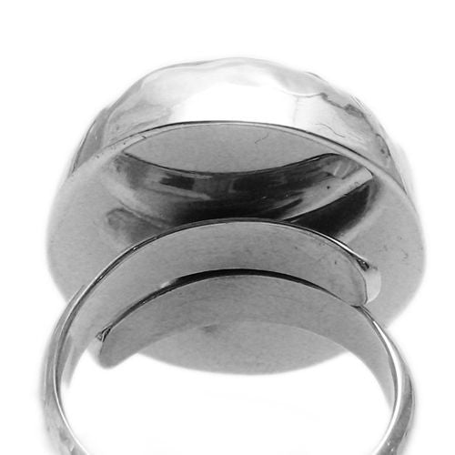 Classic button ring with a subtle hammered finish. Wholesale Sterling Silver Rings. Underside photo.