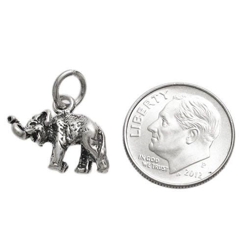 Elephant Charm in 3D Sterling Silver.