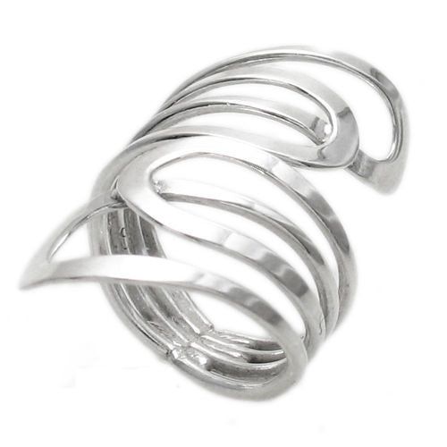 Beautiful modern wrap around ring with a butterfly wing motif. Wholesale Sterling Silver Rings. Diagonal photo.