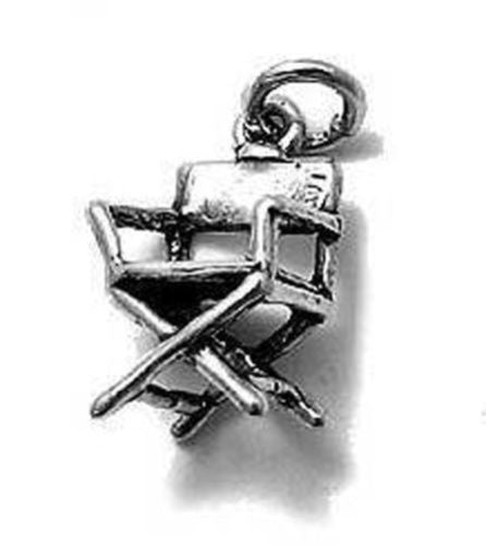 Director's Chair Charm in 3D. Sterling Silver