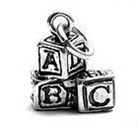 "ABC" Blocks Charm. Sterling Silver