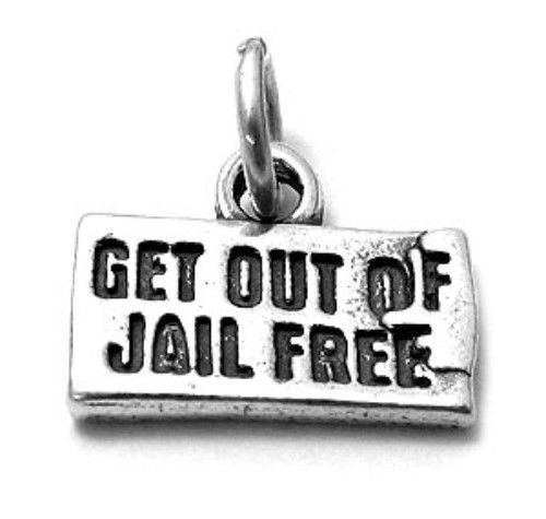 "Get Out of Jail Free" Charm in Sterling Silver