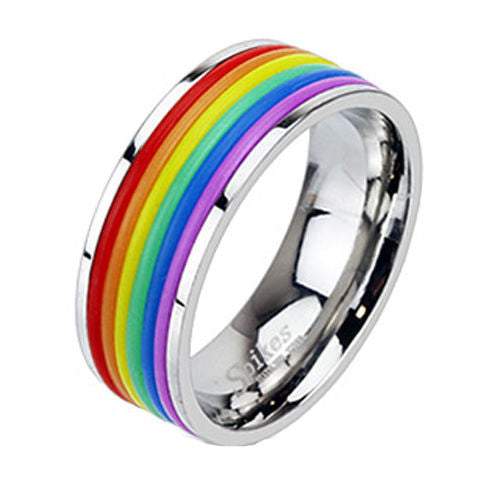 Rubber Rainbow Stripes. Wholesale Stainless Steel Ring 925Express