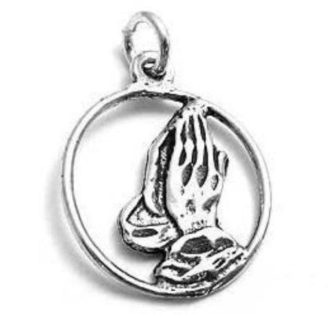 Hands in Prayer Charm in Sterling Silver