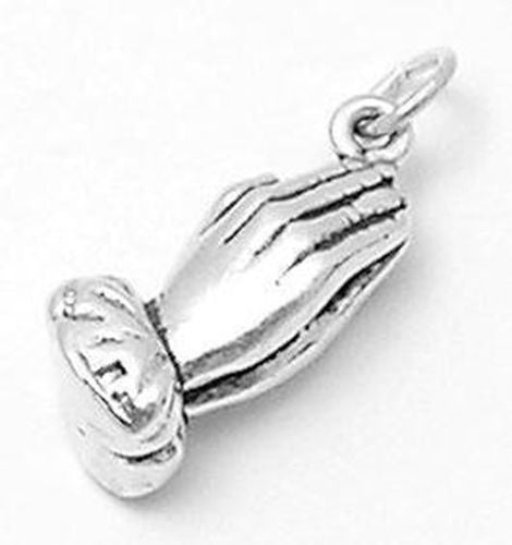 Hands Together in Prayer Charm in Sterling Silver