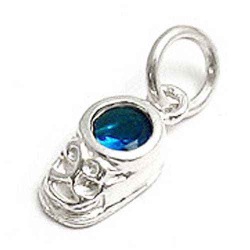 Beautiful and colorful birthstone charms of a baby's boot. Wholesale Sterling Silver Charms. December.