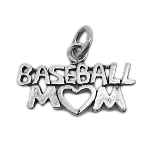 Baseball Mom Charm in Sterling Silver