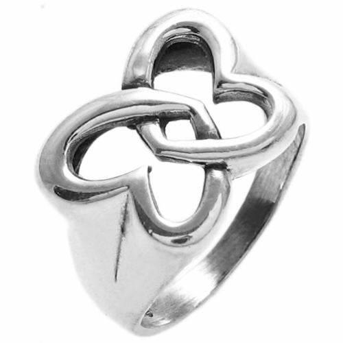 Charming and Delightful Interlocking Hearts Ring. Wholesale Sterling Silver Rings. Alternate photo.