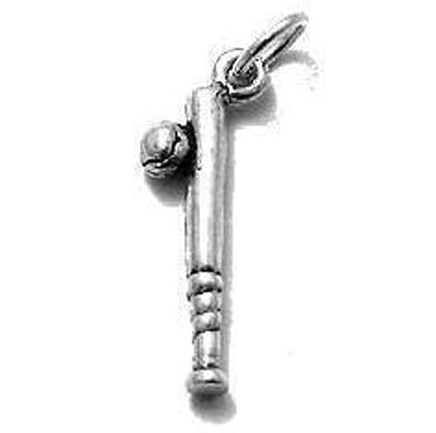 Baseball Bat and Ball Charm in Sterling Silver