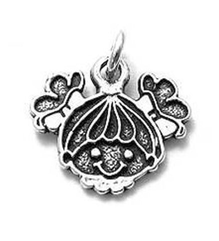 Little Girl with Pigtails Charm. Sterling Silver