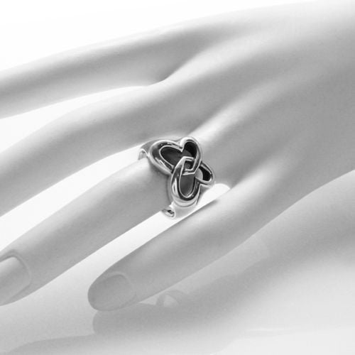 Charming and Delightful Interlocking Hearts Ring. Wholesale Sterling Silver Rings. On hand.
