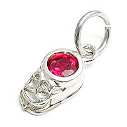 Beautiful and colorful birthstone charms of a baby's boot. Wholesale Sterling Silver Charms. January.