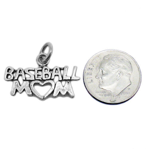 Baseball Mom Charm in Sterling Silver
