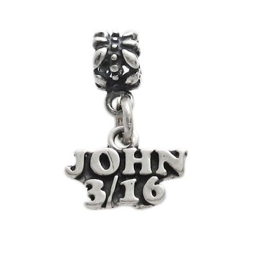 "John 3/16" with Euro Bead Charm in Sterling Silver