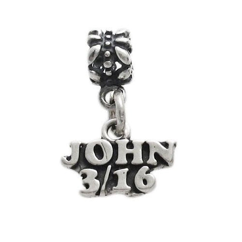 "John 3/16" with Euro Bead Charm in Sterling Silver