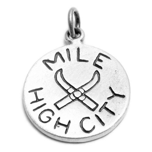 "Denver" CO "Mile High City" 2-Sided Charm in Sterling Silver