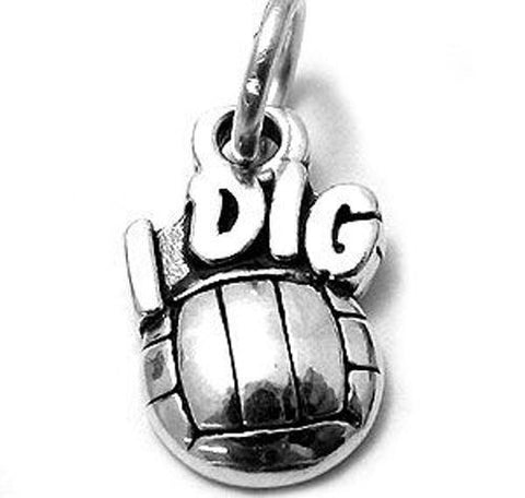 "I Dig" Volleyball Charm in Sterling Silver