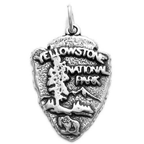 Yellowstone National Park Plaque Charm in Sterling Silver
