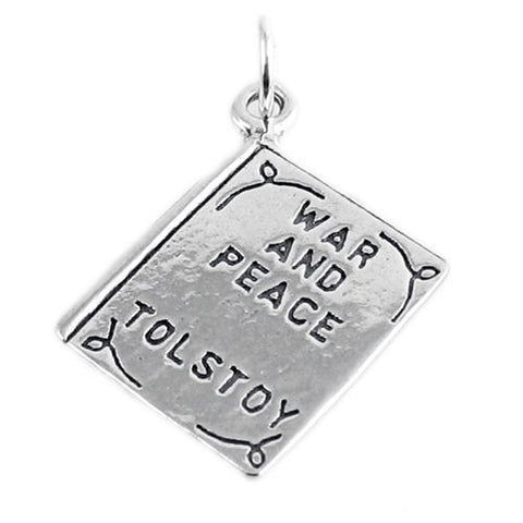 "War and Peace by Tolstoy" Book Charm. Sterling Silver