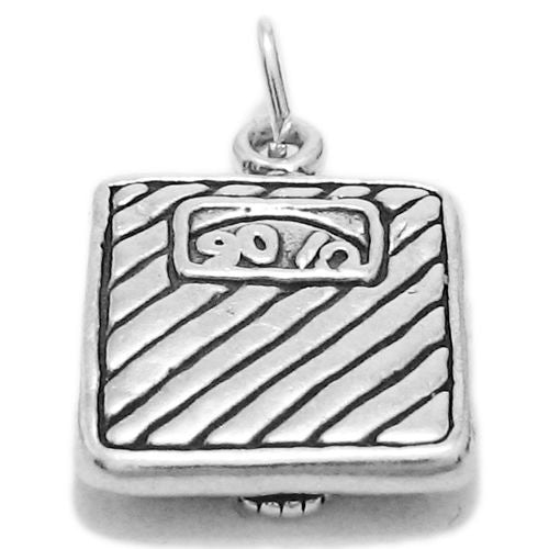 Weight Scale Charm in 3D. Sterling Silver