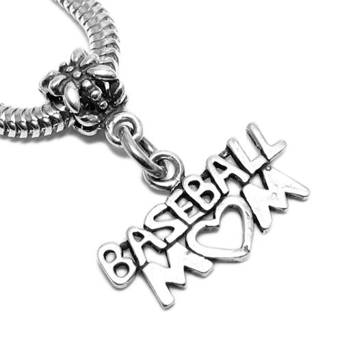 Baseball Mom Charm in Sterling Silver