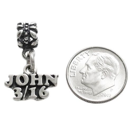 "John 3/16" with Euro Bead Charm in Sterling Silver