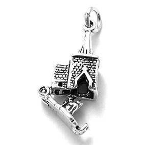 Church with Couple Getting Married Inside. Charm in Sterling Silver