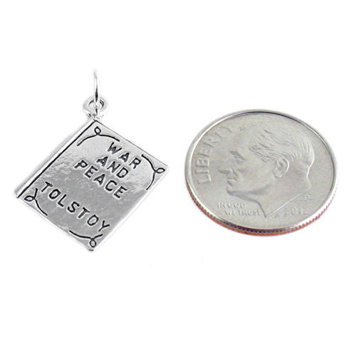 "War and Peace by Tolstoy" Book Charm. Sterling Silver