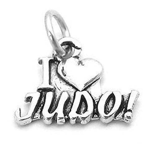 "I Love ❤ Judo" Charm in Sterling Silver