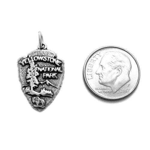 Yellowstone National Park Plaque Charm in Sterling Silver