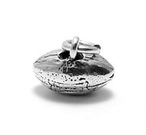 Football Charm in 3D. Sterling Silver