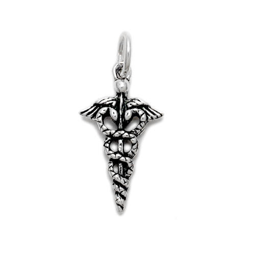 Caduceus Symbol Charm in Sterling Silver