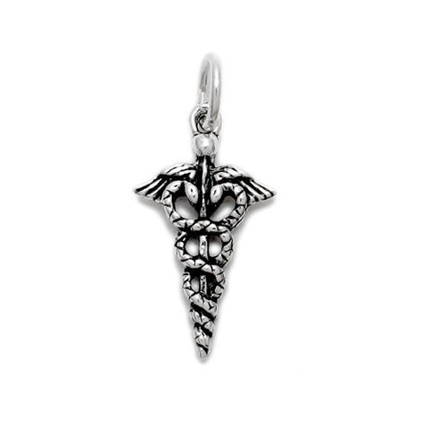 Caduceus Symbol Charm in Sterling Silver