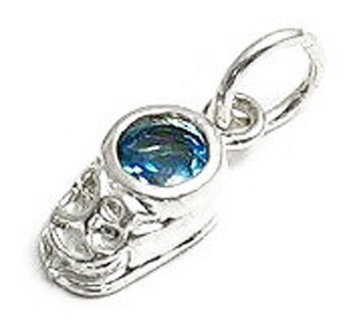 Beautiful and colorful birthstone charms of a baby's boot. Wholesale Sterling Silver Charms. March.