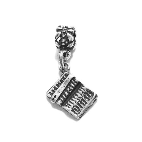 Open Holy Bible with Euro Bead. Charm in Sterling Silver