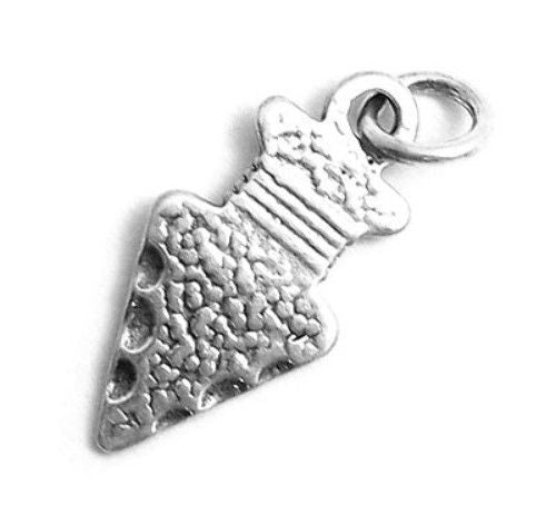 Native American Arrowhead Charm. Sterling Silver