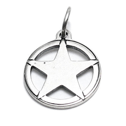 Texas Lone Star (Star in Circle) Charm in Sterling Silver