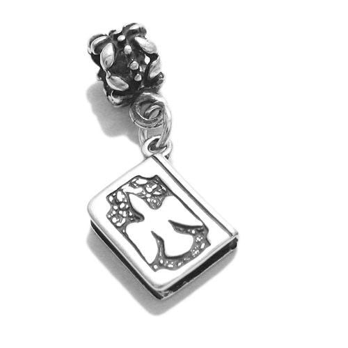 Holy Bible with Peace Dove on Back with Euro Bead Charm in Sterling Silver