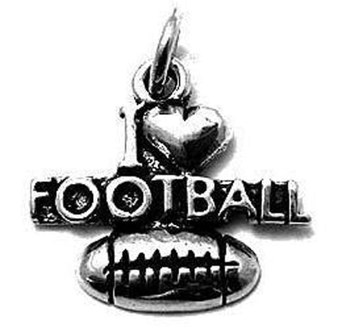 "I Love ❤ Football" Charm in Sterling Silver