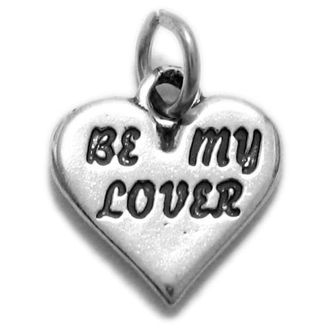 "Be My Lover" Heart Charm. Sterling Silver