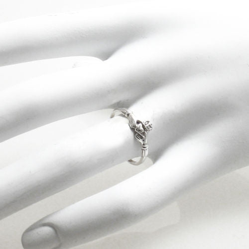 Small Thin Modern Minimalist Claddagh Ring. Wholesale Sterling Silver Rings. On hand.